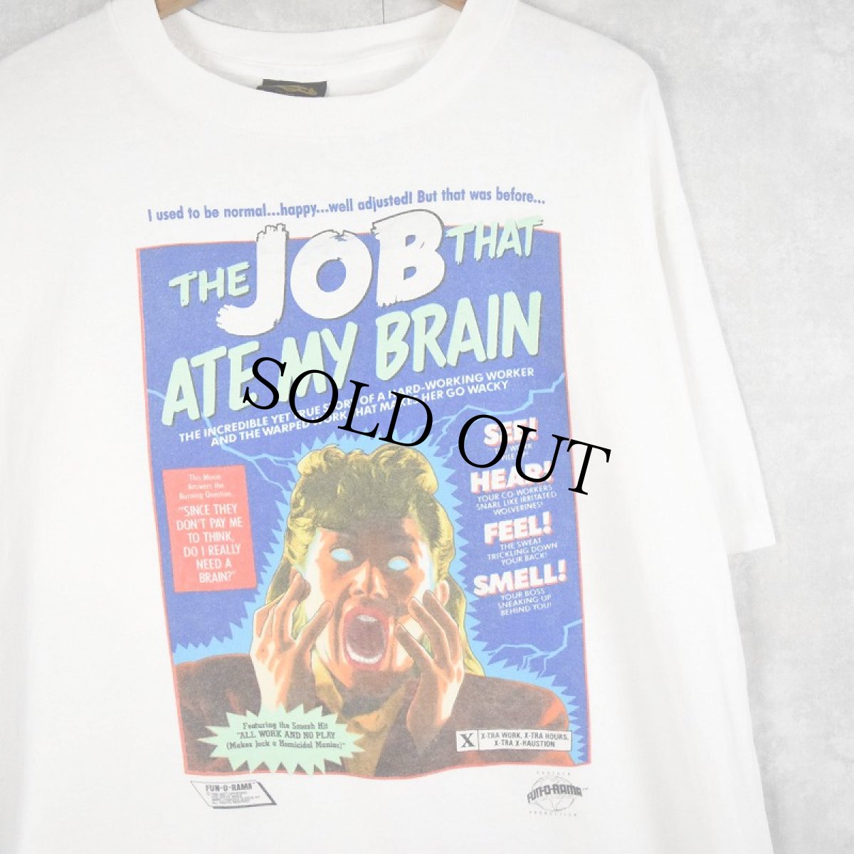 画像1: 90's FUN-O-RAMA MUTT GROENING "THE JOB THAT ATE MY BRAIN" USA製 イラストTシャツ XL (1)