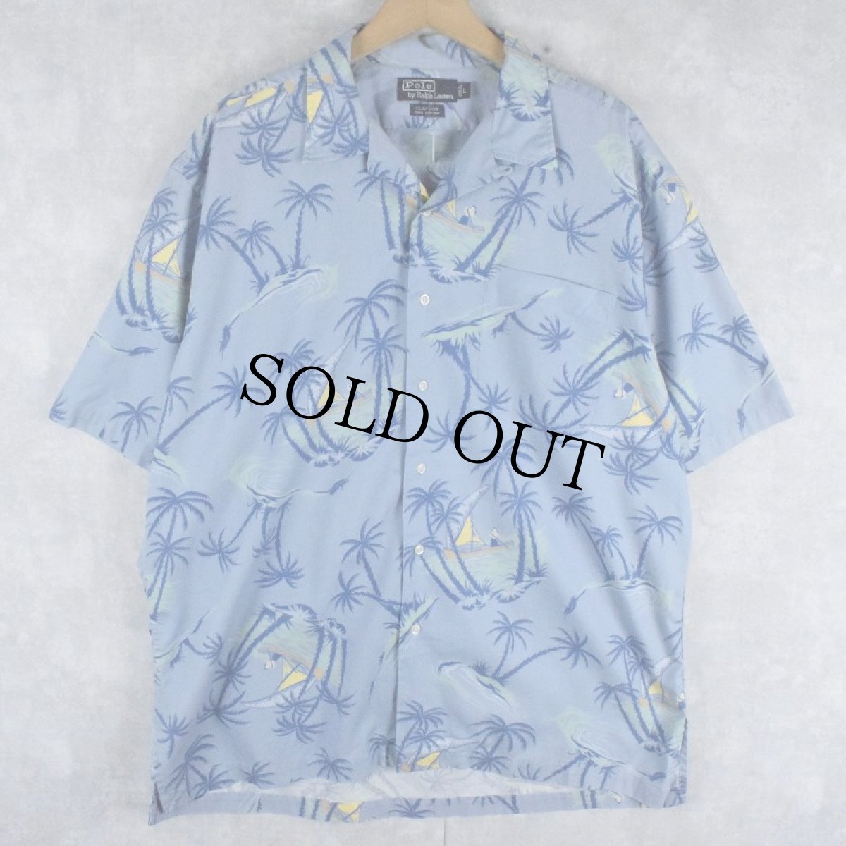画像1: POLO Ralph Lauren "CLAYTON" オールオーバーパターン コットンアロハシャツ L (1)