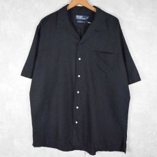 画像1: POLO Ralph Lauren "CALDWELL" ポニー無し シルク×コットン オープンカラーシャツ BLACK L (1)