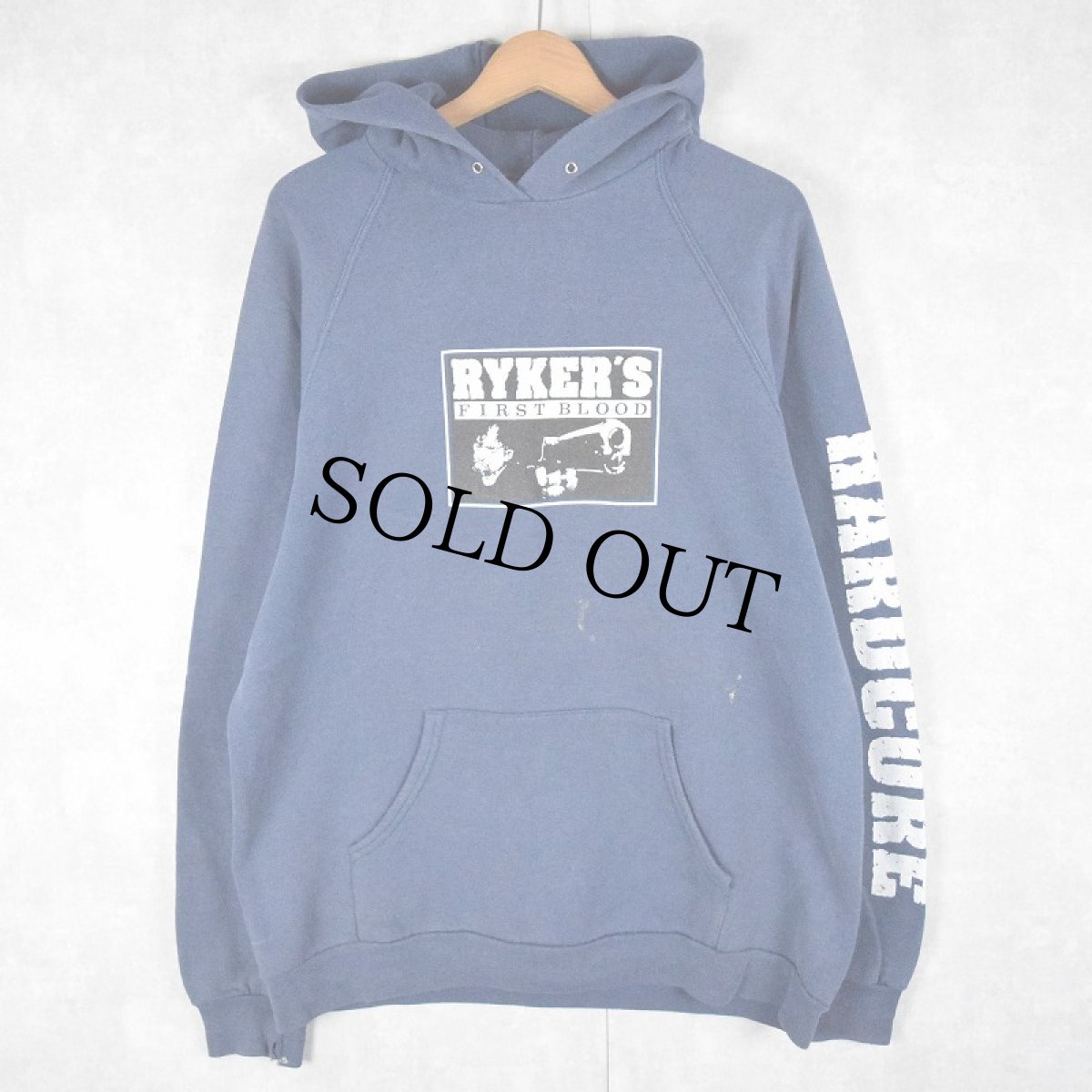 画像2: 1995 RYKER'S "FIRST BLOOD" ハードコアバンド プリントスウェットフーディ XL (2)