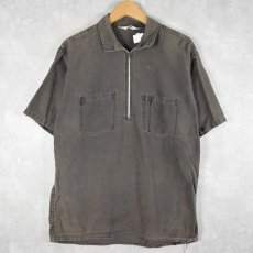 画像1: 50〜60's BEN DAVIS コットンツイル ハーフジップ ワークシャツ L (1)