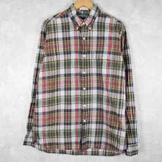 画像1: Ralph Lauren "Bleeding Madras" インディアンマドラスチェック柄 コットンボタンダウンシャツ M (1)