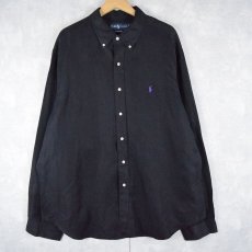 画像1: Ralph Lauren "CLASSIC FIT" リネン×シルクボタンダウンシャツ XXL (1)