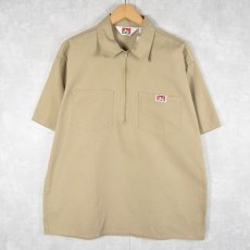 画像1: 80〜90's BEN DAVIS USA製 ハーフジップ ワークシャツ L  (1)