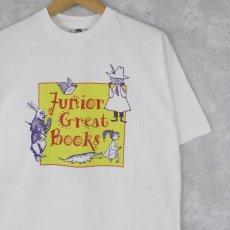 画像1: 90's USA製 "Junior Great Books" キャラクタープリントTシャツ L (1)