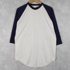 画像1: 80's USA製 ラグランスリーブTシャツ NAVY×WHITE L (1)