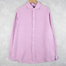 画像1: 90's〜 POLO Ralph Lauren "WESTERTON" リネンシャツ PURPLE XL (1)