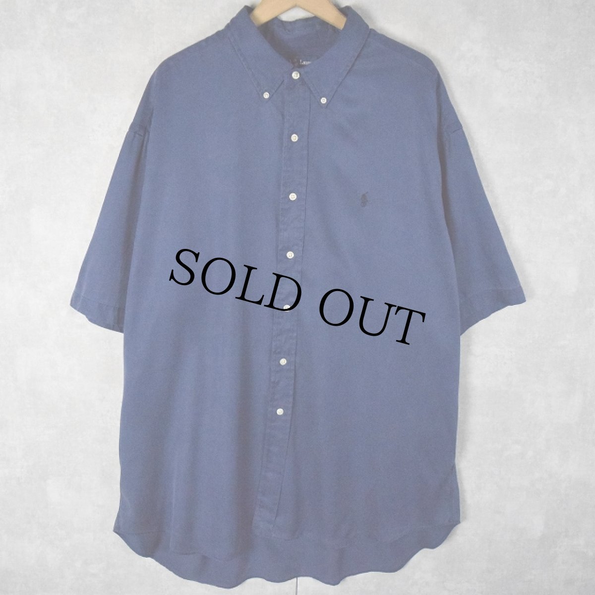 画像1: POLO Ralph Lauren "BLAKE " シルク×コットン ボタンダウンシャツ NAVY XXL (1)