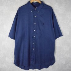 画像1: POLO Ralph Lauren "BLAKE " シルク×コットン ボタンダウンシャツ NAVY XXL (1)