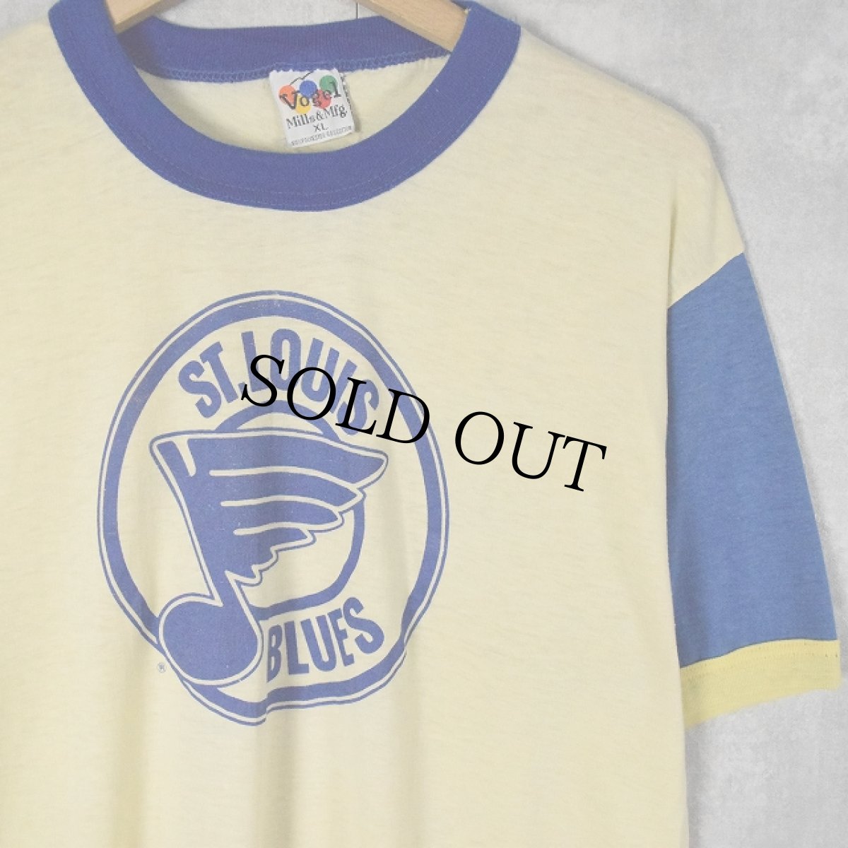 画像1: 80's "ST.LOUIS BLUES" ツートーンカラー ホッケーチーム リンガーTシャツ XL (1)