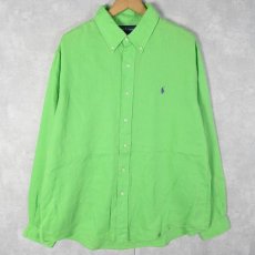 画像1: POLO Ralph Lauren "CUSTOM FIT " シルクボタンダウンシャツ XL (1)