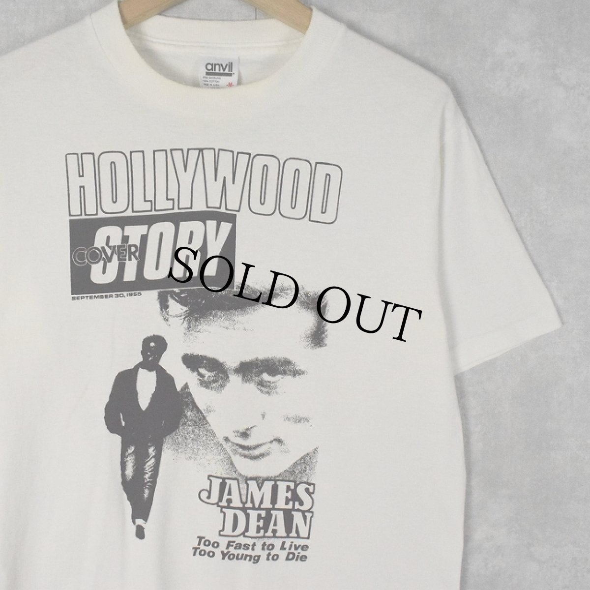 画像1: 90's JAMES DEAN USA製 "HOLLYWOOD COVER STORY" ハリウッドスタープリントTシャツ M (1)