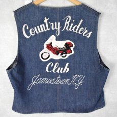 画像1: 70〜80's STOREBRAND "Country Riders Club" バイク チェーン刺繍 デニムベスト XL (1)