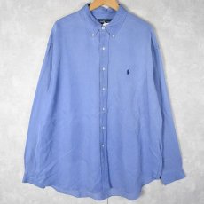 画像1: POLO Ralph Lauren "BLAKE" シルク×リネン ボタンダウンシャツ XL (1)