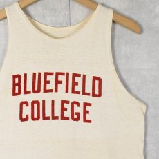 画像1: 60's "BLUEFIELD COLLEGE" フロッキープリントタンクトップ (1)