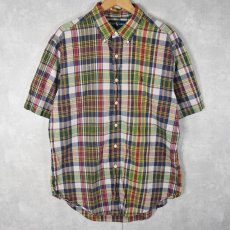 画像1: POLO Ralph Lauren "CLASSIC FIT " インディアンマドラスチェック柄 ボタンダウンコットンシャツ M (1)