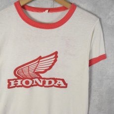 画像1: 70〜80's HONDA "BRAMPTON CYCLE" ロゴプリントリンガーTシャツ (1)