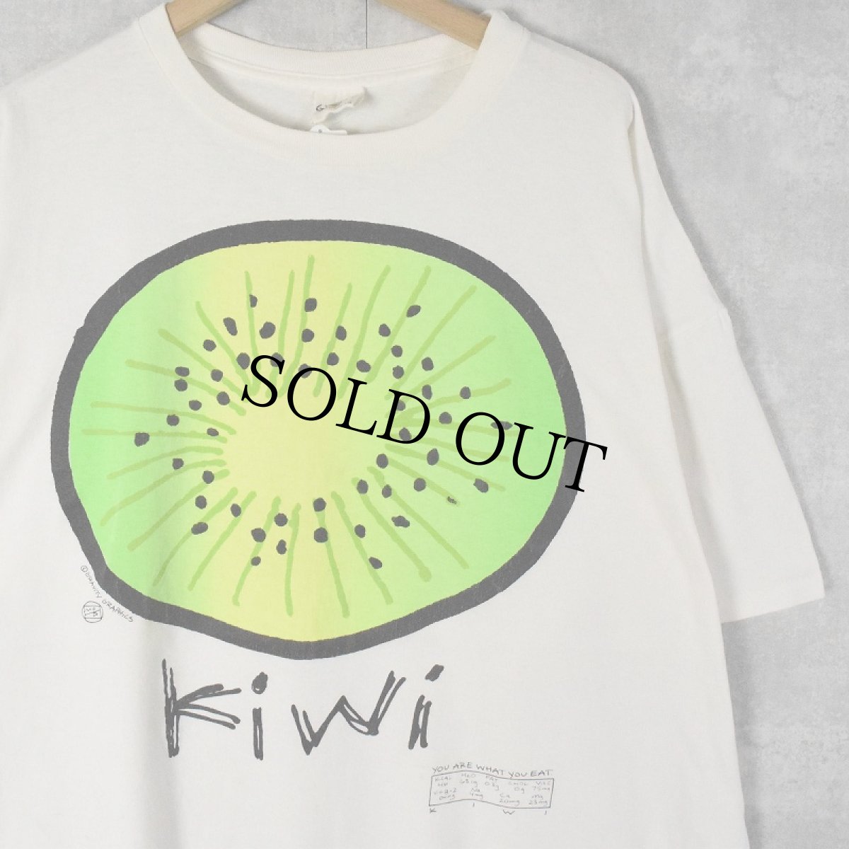 画像1: 90's GRAVITY GRAPHICS USA製 "Kiwi" フルーツイラストTシャツ XXL (1)