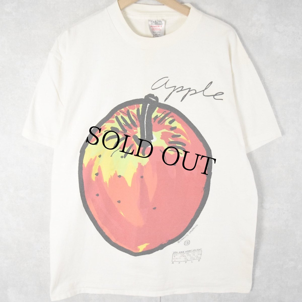 画像1: 90's GRAVITY GRAPHICS USA製 "apple" フルーツイラストTシャツ XL (1)