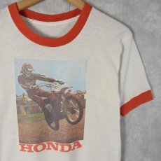 画像1: 70〜80's HONDA フォトプリントリンガーTシャツ (1)