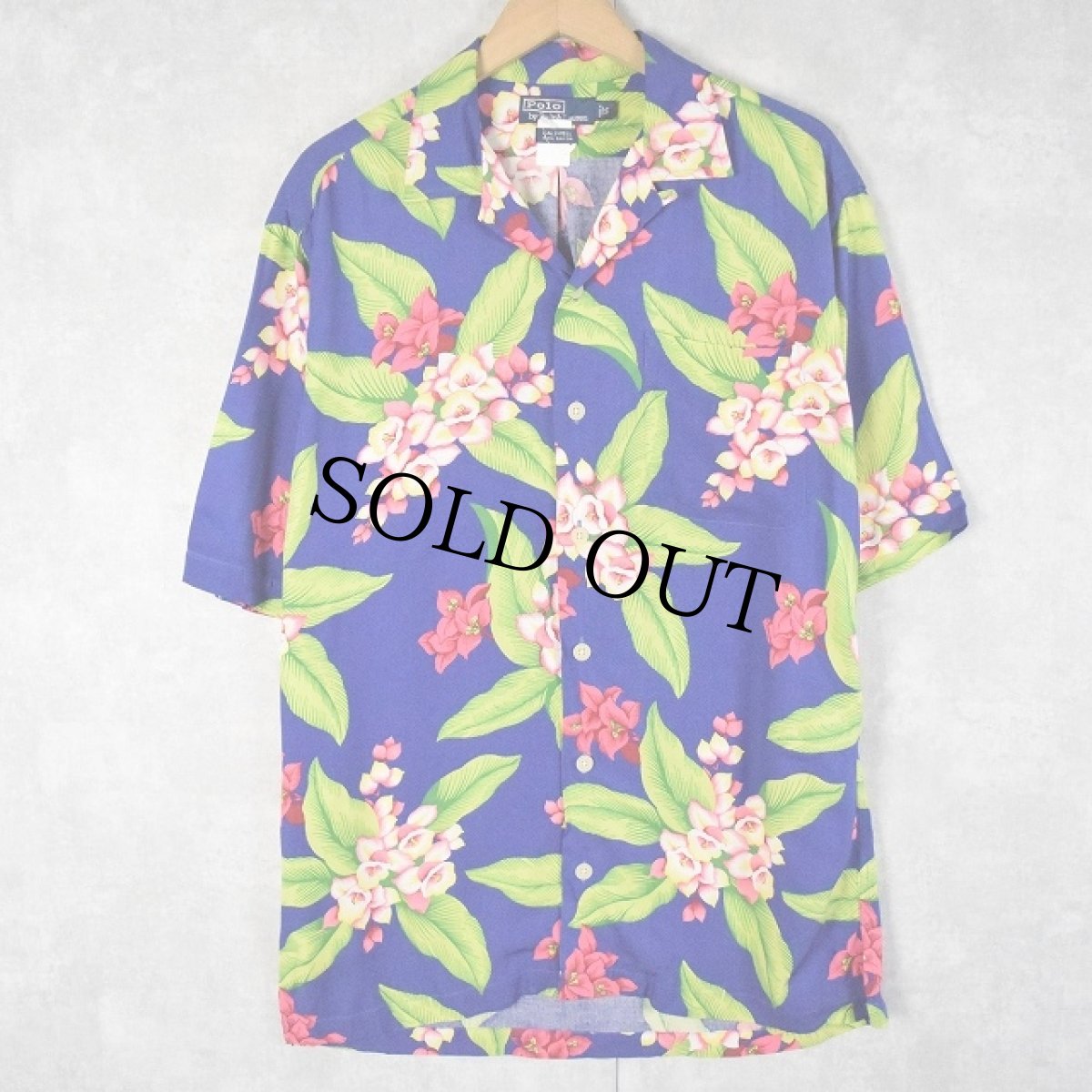画像1: 【SALE】 POLO Ralph Lauren "CALDWELL" オールオーバーパターン レーヨンアロハシャツ S (1)