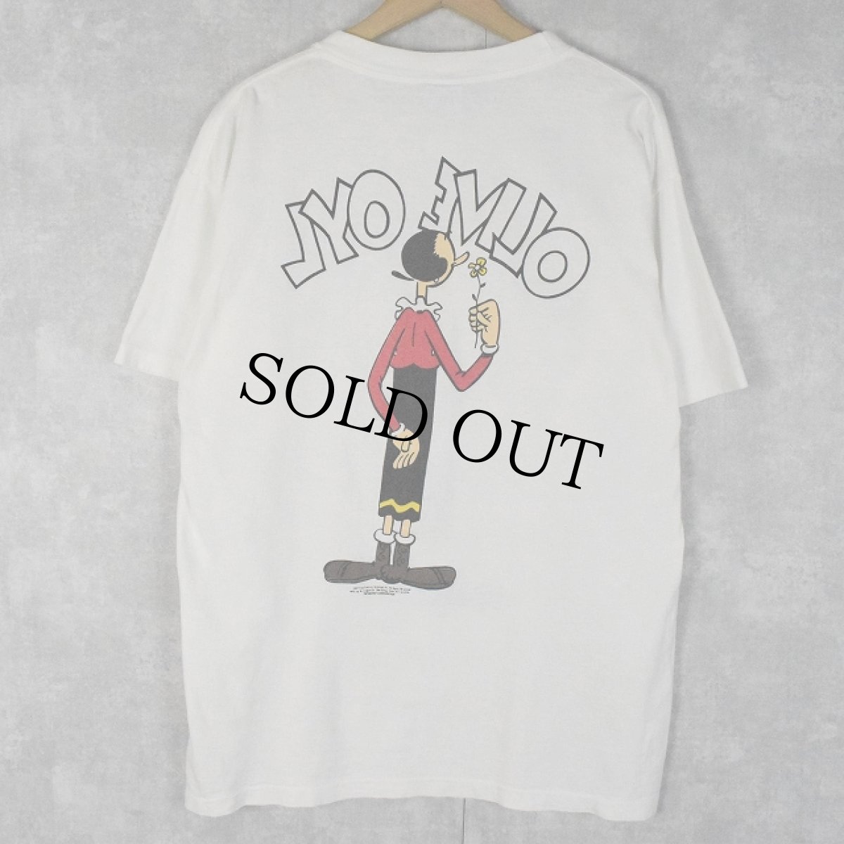 画像2: 90's POPEYE USA製 "OLIVE" キャラクタープリントTシャツ L (2)