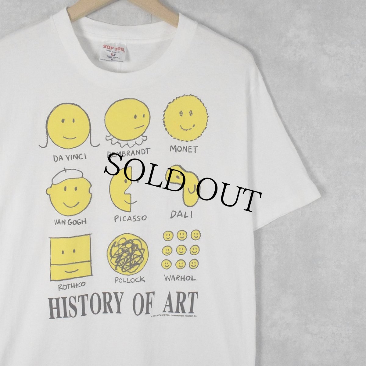 画像1: 90's HISTORY OF ART USA製 アートプリントTシャツ M (1)