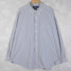 画像1: Ralph Lauren "BIG SHIRT" ロゴ刺繍 ストライプ柄 コットンボタンダウンシャツ XXL (1)