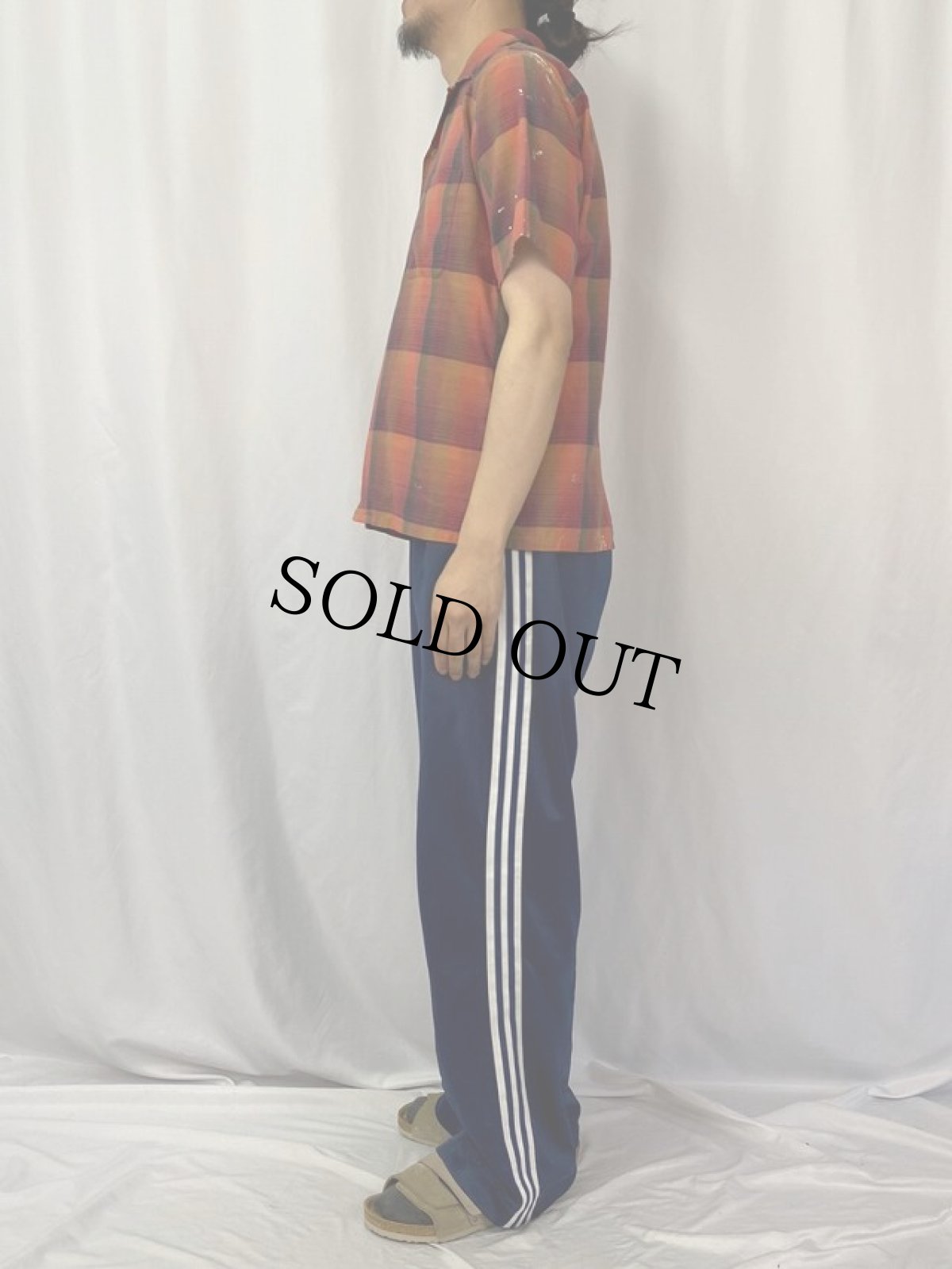 画像3: 60's オンブレーチェック柄 オープンカラーシャツ M (3)