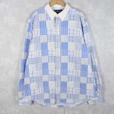 画像1: Ralph Lauren "CUSTOM FIT" チェック柄 パッチワーク コットンボタンダウンシャツ XL (1)