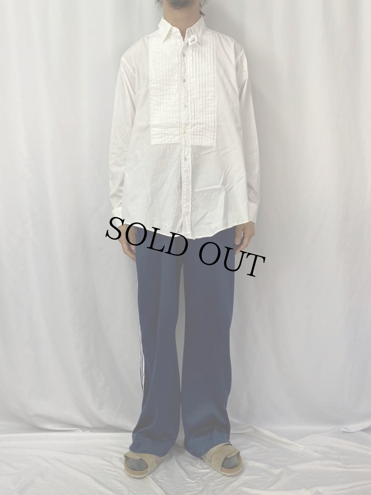 画像2: 60's VAN HEUSEN "プリーテッドブザム×ダブルカフス" ドレスシャツ SIZE16 1/2 (2)