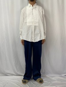 画像2: 60's VAN HEUSEN "プリーテッドブザム×ダブルカフス" ドレスシャツ SIZE16 1/2 (2)