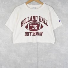 画像1: 80's Champion USA製 "HOLLAND HALL DUTCHMEN" ショート丈Tシャツ L (1)