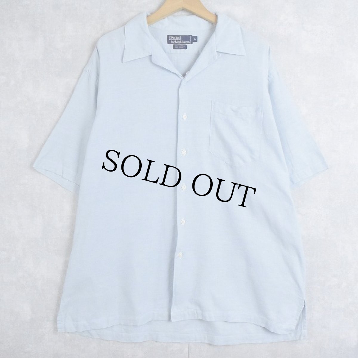 画像1: 90's POLO Ralph Lauren コットン×リネン オープンカラーシャツ L (1)