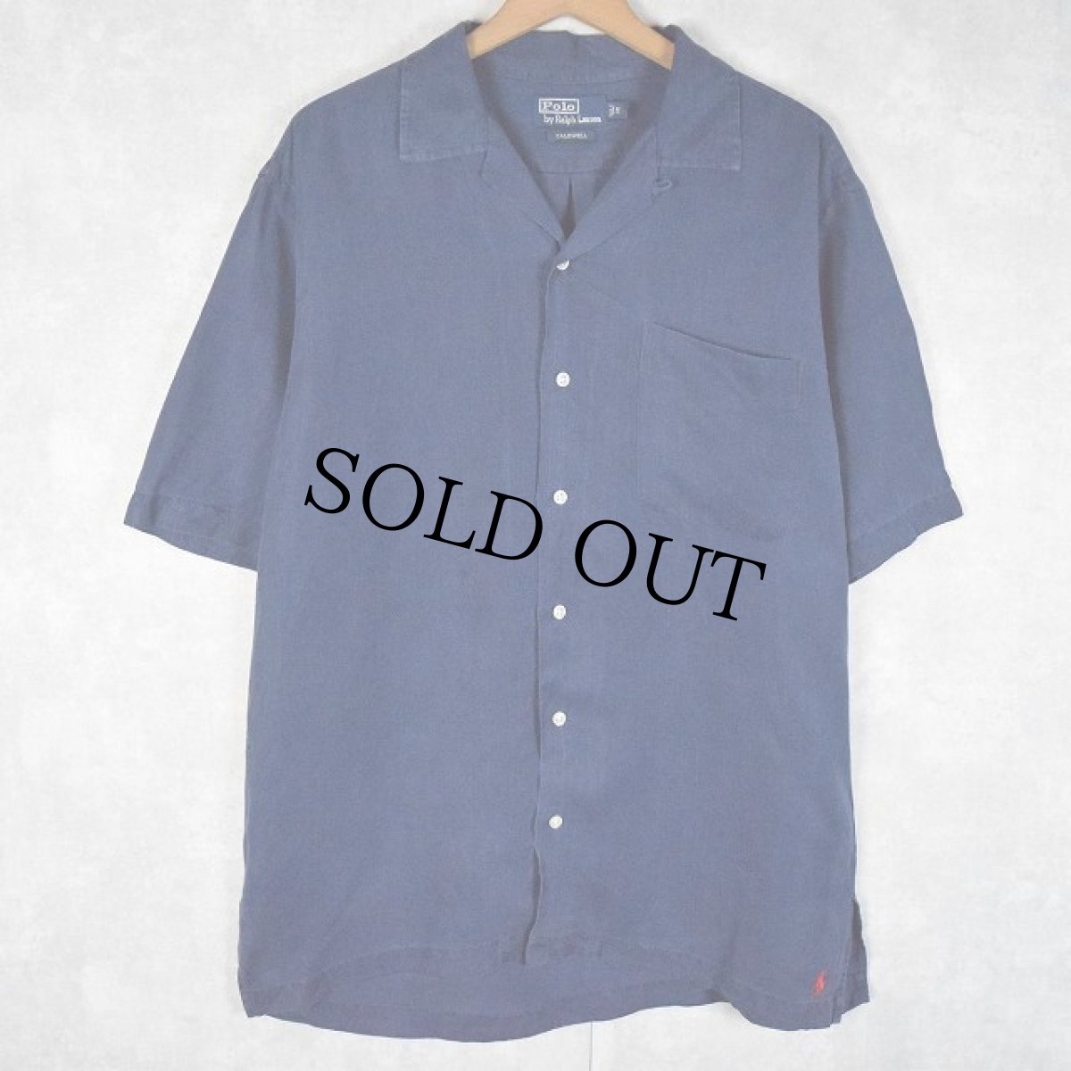 画像1: POLO Ralph Lauren "CALDWELL" リネン×シルク オープンカラーシャツ NAVY M (1)
