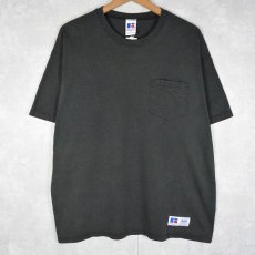 画像1: 90's RUSSELL ATHLETIC USA製 無地ポケットTシャツ L BLACK (1)