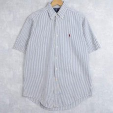 画像1: 90's Ralph Lauren ストライプ柄 コットンシアサッカーボタンダウンシャツ M (1)