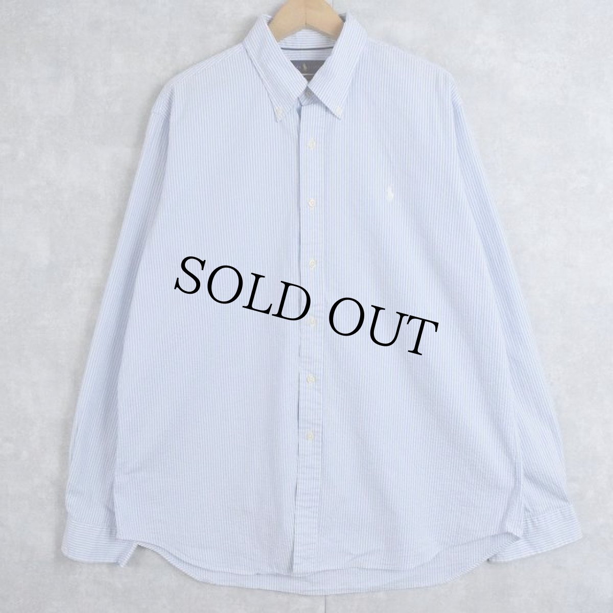 画像1: Ralph Lauren "PERFORMANCE" ストライプ柄 シアサッカーボタンダウンコットンシャツ XL (1)