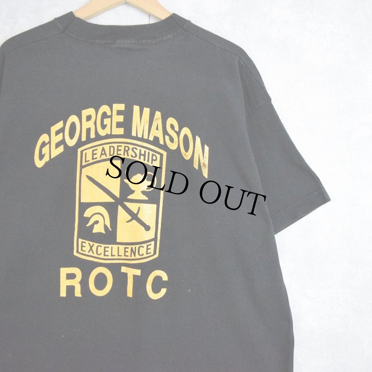 画像1: 90’s USA製 "GEORGE MASON ROTC" プリントTシャツ BLACK XL (1)