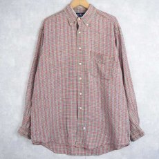 画像1: 90's Ralph Lauren チェック柄 ボタンダウンリネンシャツ L (1)