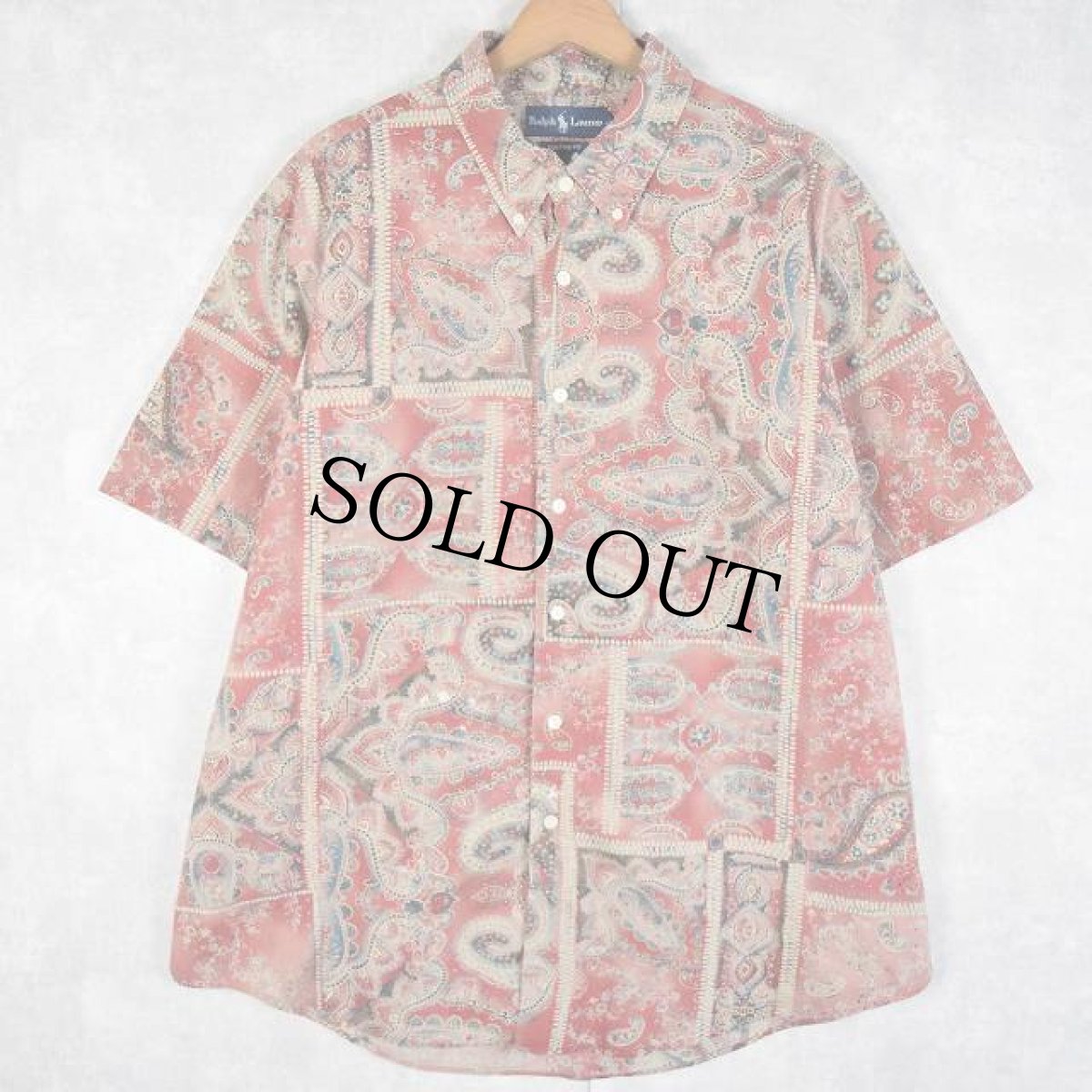 画像1: Ralph Lauren ”CUSTOM FIT" ペイズリー柄 コットンボタンダウンシャツ XXL (1)