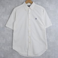 画像1: Ralph Lauren "CLASSIC FIT" シアサッカーボタンダウンコットンシャツ M (1)