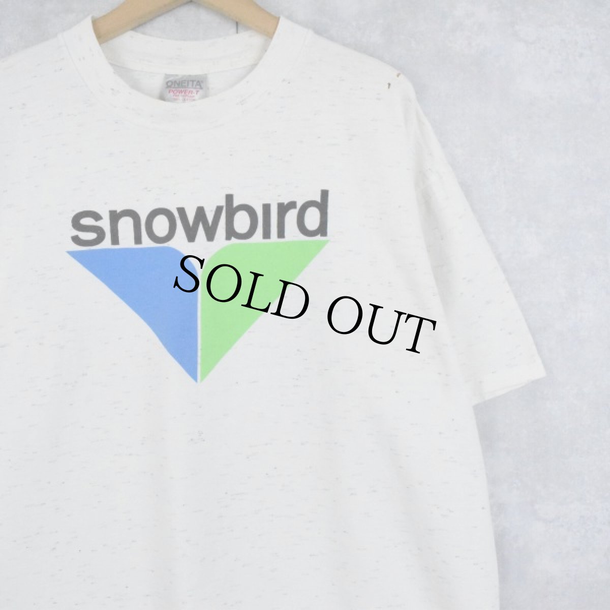 画像1: 90's snowbird USA製 スキー場ロゴプリントTシャツ XL (1)