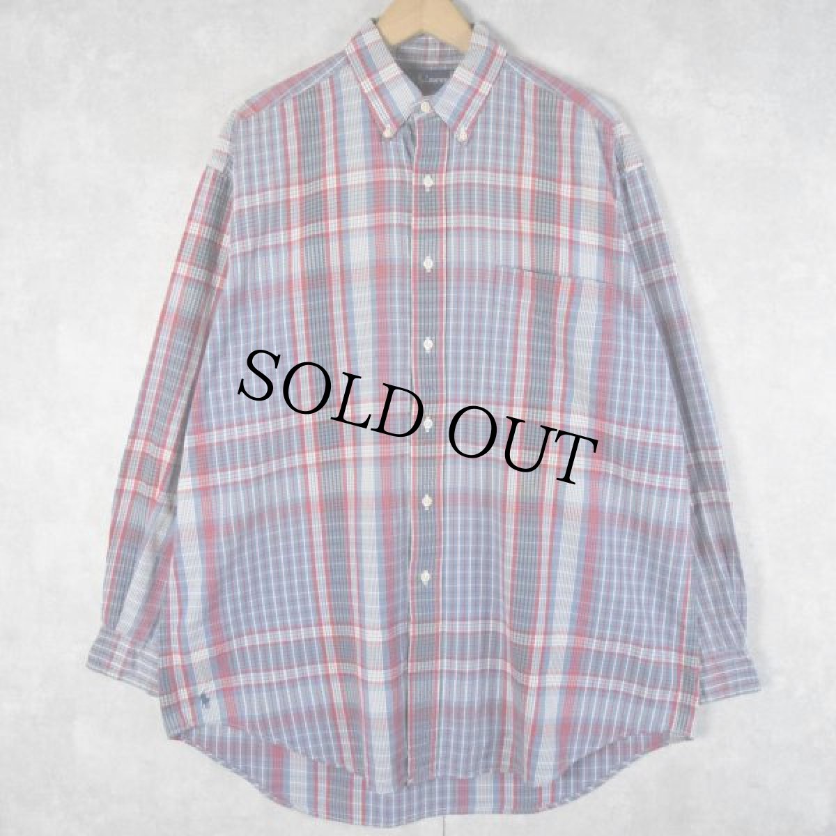画像1: Ralph Lauren "The Big Shirt" チェック柄 シアサッカーボタンダウンシャツ M (1)