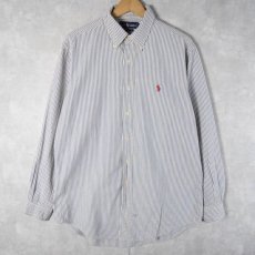 画像1: Ralph Lauren ストライプ柄 シアサッカーボタンダウンシャツ L (1)