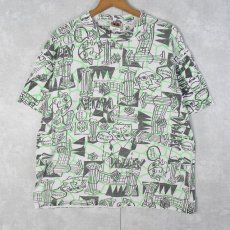 画像1: 90’s LAGUNA USA製 大判プリント アートTシャツ L (1)