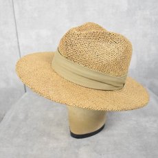 画像1: STETSON リボンデザイン ストロー中折れハット (1)