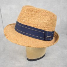画像1: 【SALE】 STETSON リボンデザイン ストロー中折れハット (1)