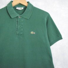 画像1: 70's CHEMISE LACOSTE FRANCE製 ロゴ刺繍 鹿の子ポロシャツ (1)