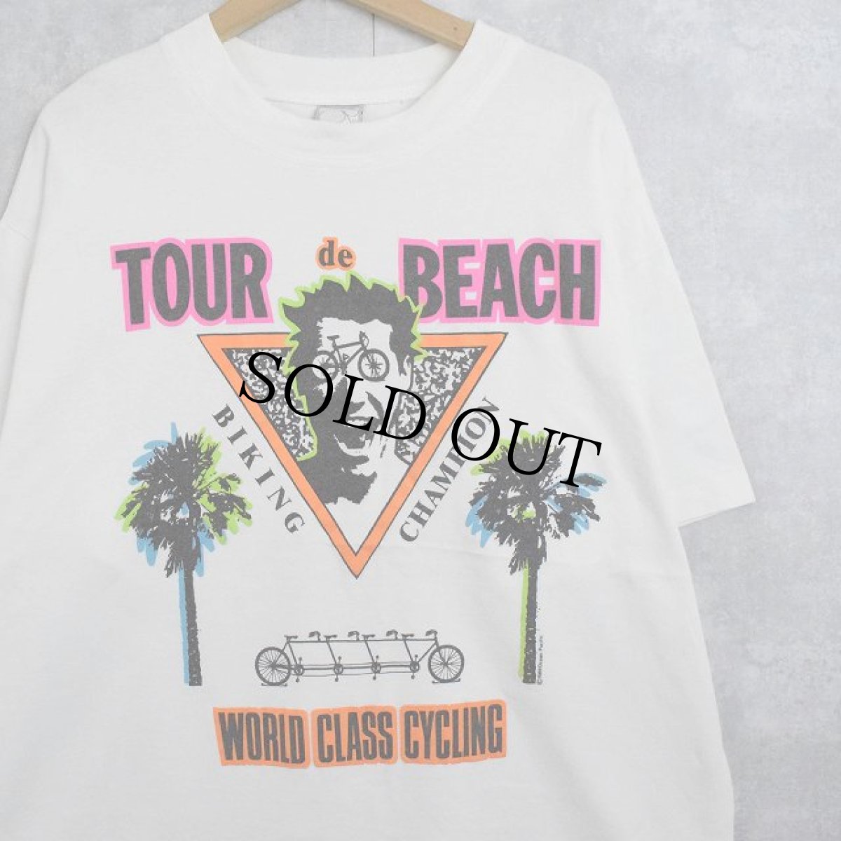 画像1: USA製 "TOUR de BEACH" サイクリングイベントTシャツ L (1)